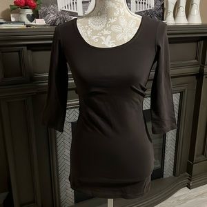• DEPT dark brown fitted three quarter sleeved top, S •